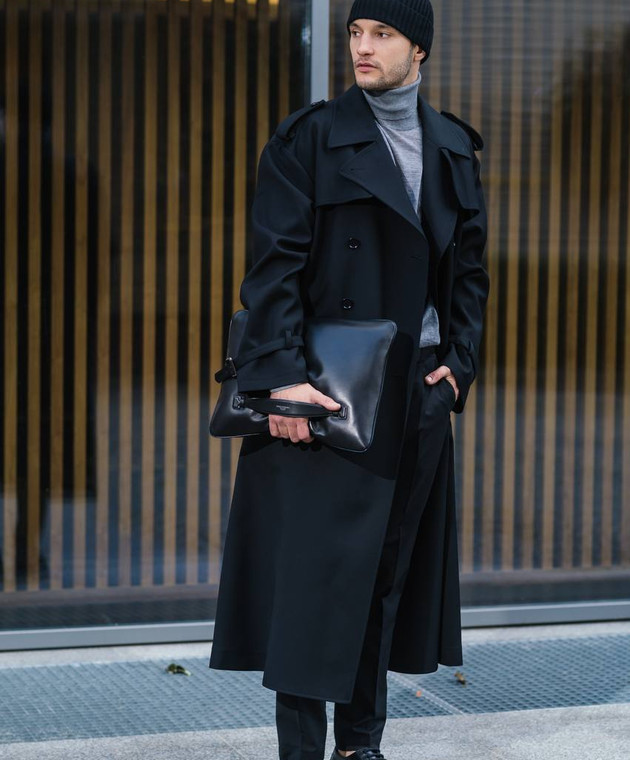 Dolce&Gabbana - Black double-breasted wool trench coat G049GTFU28P