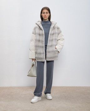 Peserico Gray sweater made of wool, silk and cashmere with an asymmetric cut S99595F07K09018