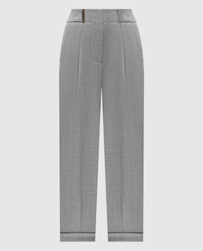 Peserico Gray wool pants with lurex P04079D03359