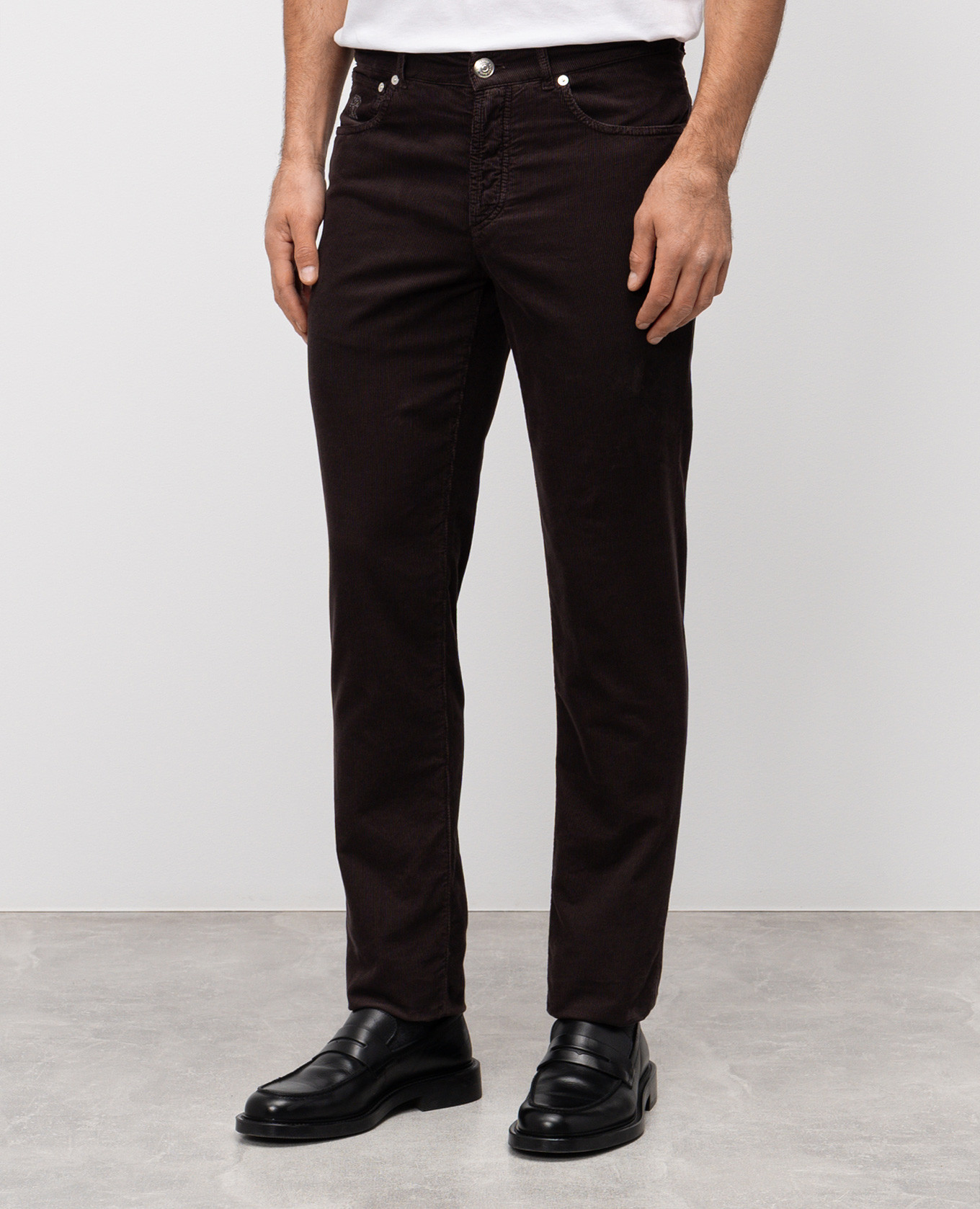 

Brown corduroy pants with logo Brunello Cucinelli
