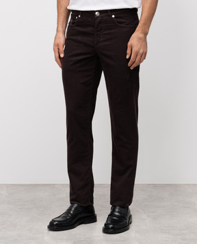 Brunello Cucinelli Brown corduroy pants with logo M279DI1780