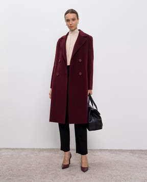 Max Mara CANNETI burgundy double-breasted coat made of wool and cashmere CANNETI