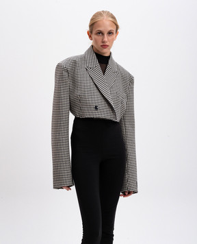 Vetements Black cropped jacket made of wool in a pattern WA65JA721W