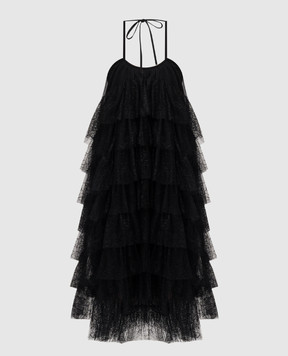 UMA WANG Alys black dress with lace UW5065