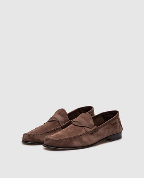Tom Ford Brown suede loafers with logo J1528LCL459N
