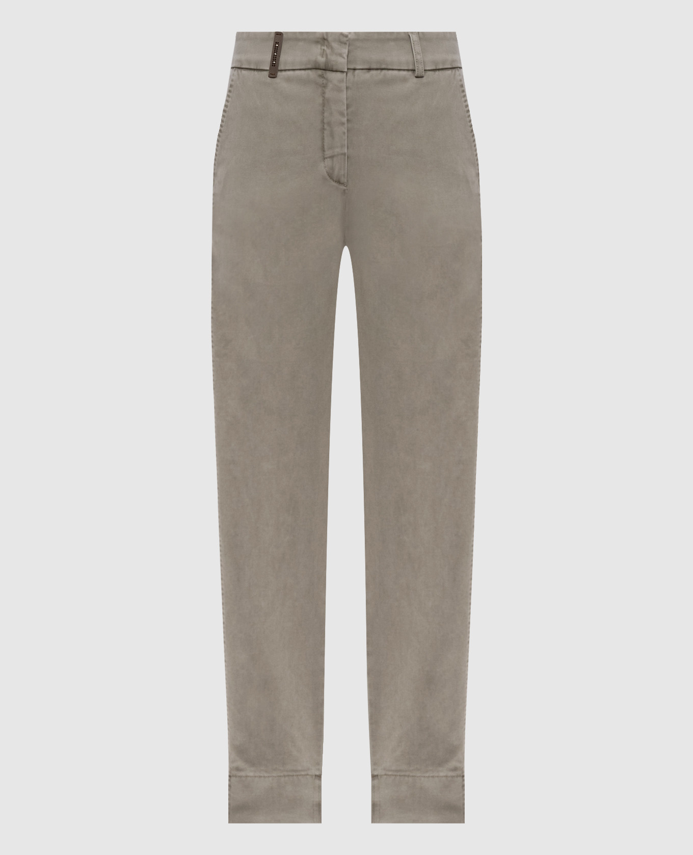Khaki pants with brand patch Peserico