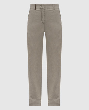 Peserico Khaki pants with brand patch A04718L5107963
