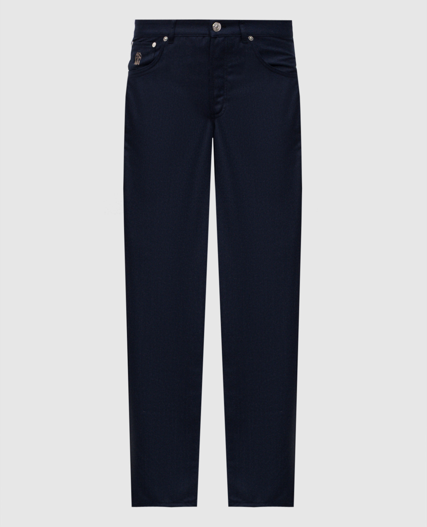 Blue wool pants with logo Brunello Cucinelli