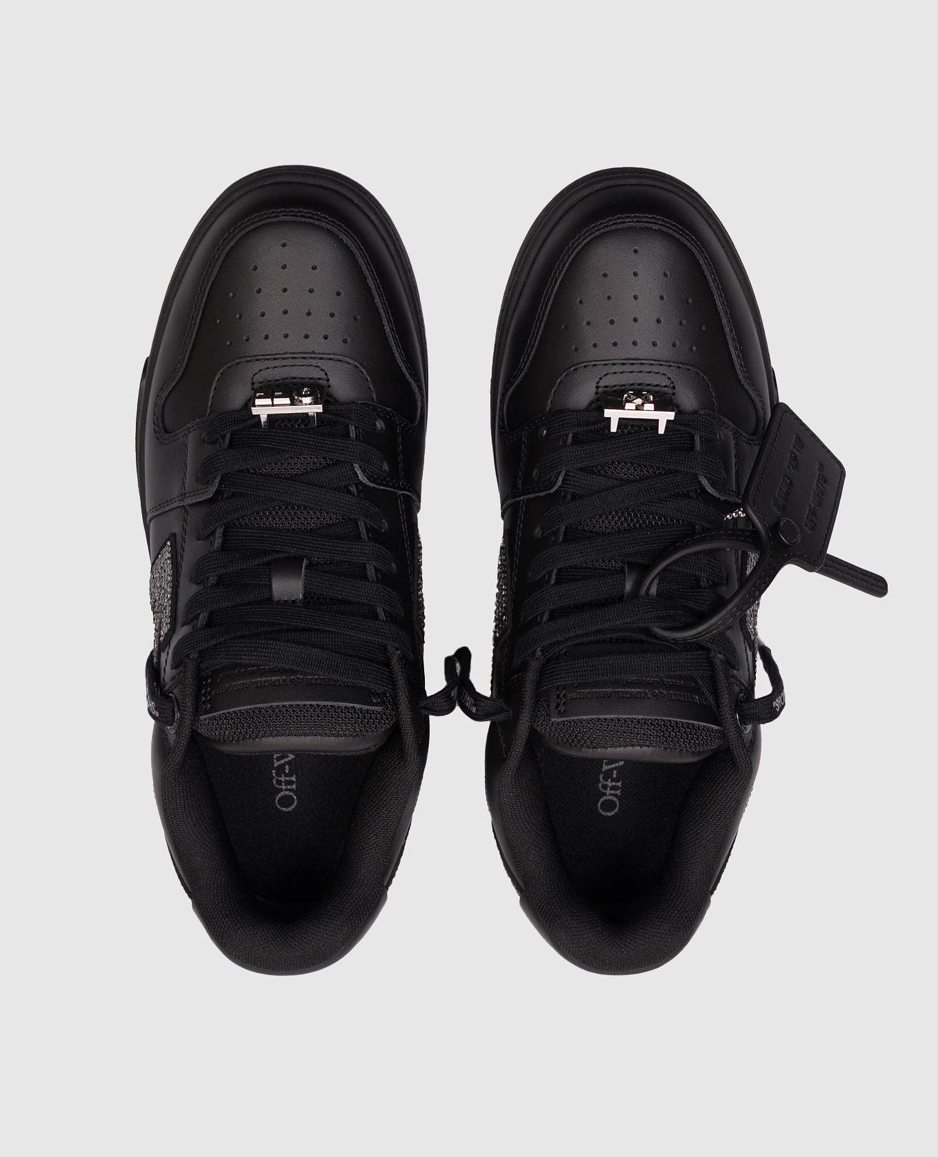 

Out Of Office black leather sneakers with crystals Off-White