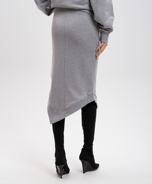 スカート THE ATTICO Woman Skirt Grey 250WCS00263JJF007AA 876 The Attico - Gray asymmetric skirt with logo
