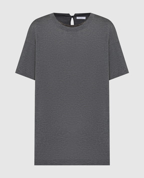 Brunello Cucinelli Gray t-shirt with monil chain M8Z838000