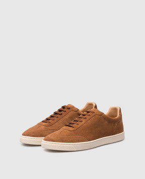 Brunello Cucinelli Brown suede logo sneakers MZUSILN311
