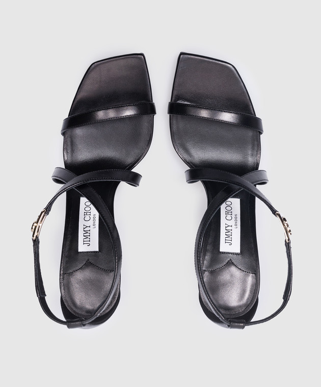 Jimmy Choo - Jessica black leather sandals with metallic JC