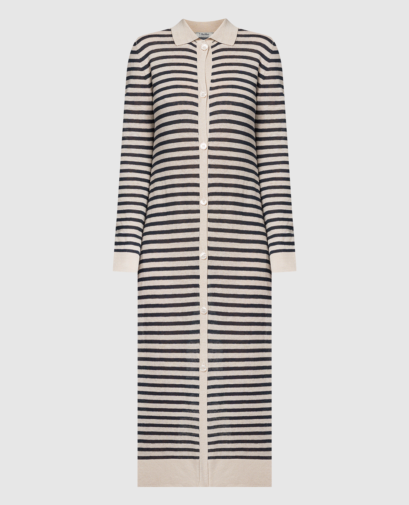 

NINE beige striped linen shirt dress Max Mara