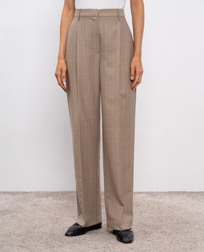 Brunello Cucinelli Beige striped wool pants MP146P9019