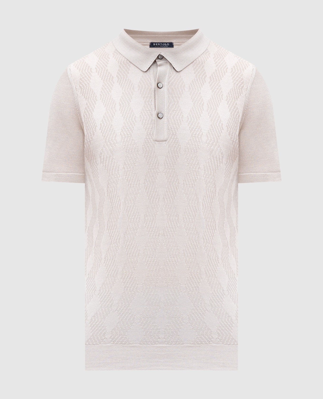 

Beige silk polo shirt with woven pattern Bertolo Cashmere