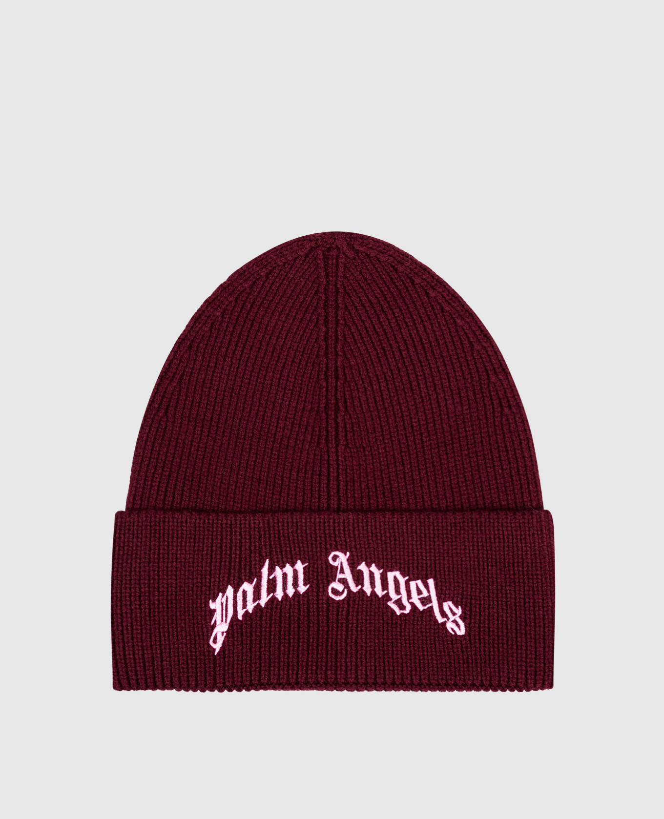 Burgundy wool hat with logo embroidery