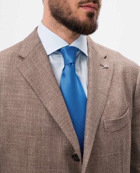 Stefano Ricci Blue tie made of silk with a crystal pattern CXDD53085
