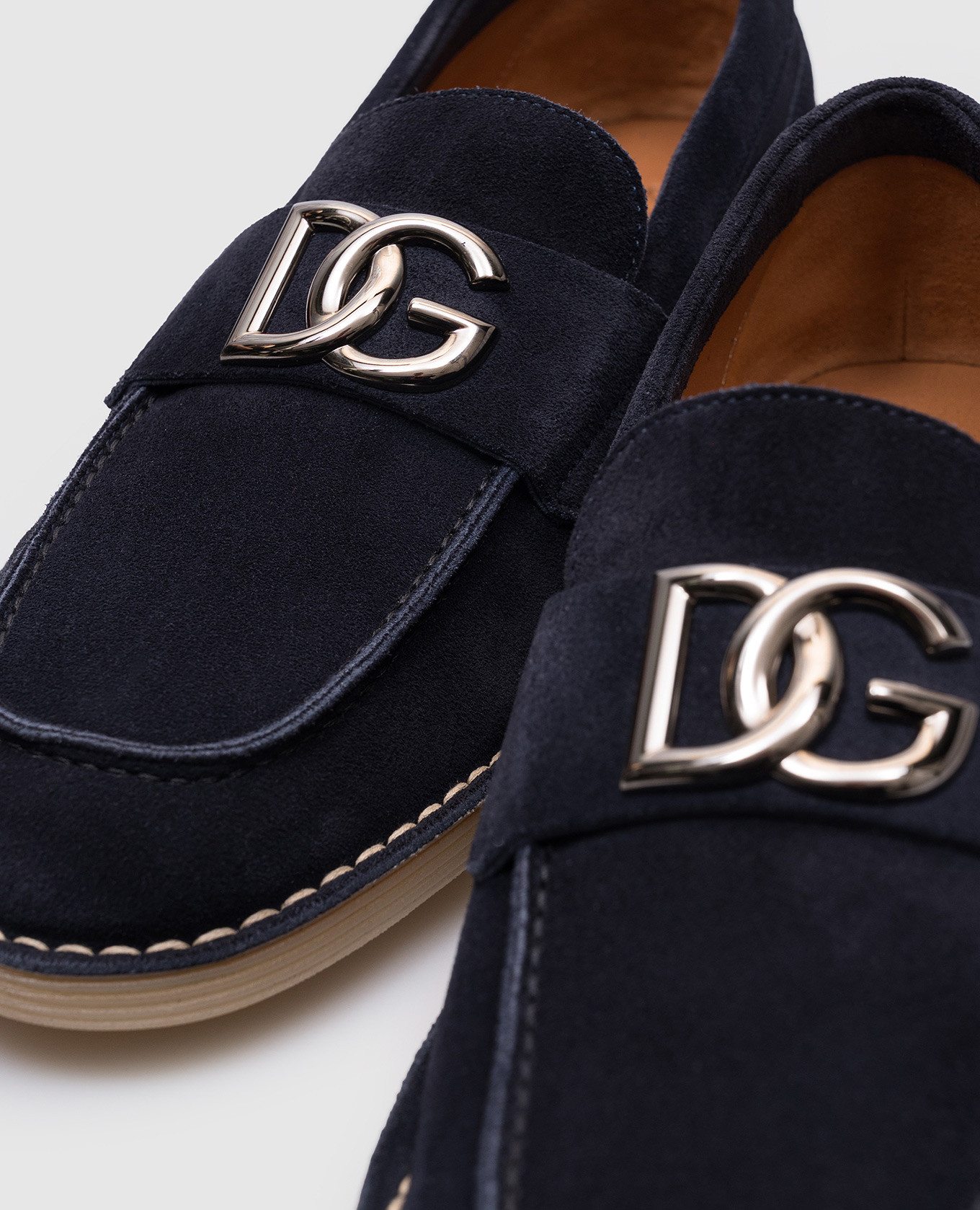 Blue suede loafers with monogram logo Dolce&Gabbana 5
