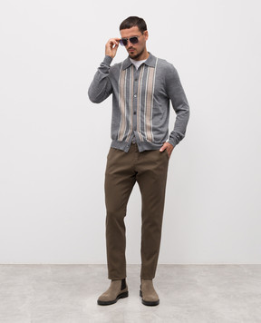 ISAIA Gray wool cardigan in a shirt style MG8384Y0517
