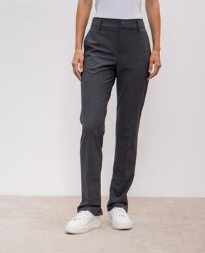 Brunello Cucinelli Gray wool trousers with monil chain M0W07P8584