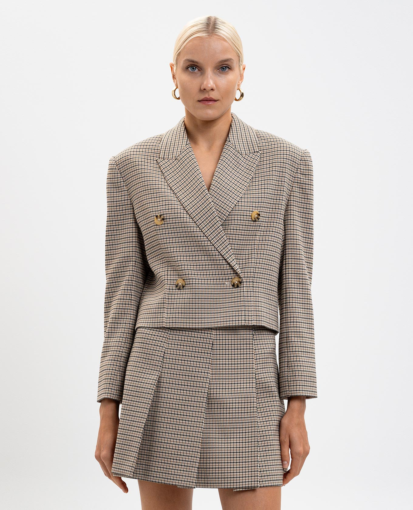 

Beige double-breasted jacket with a pattern Twinset