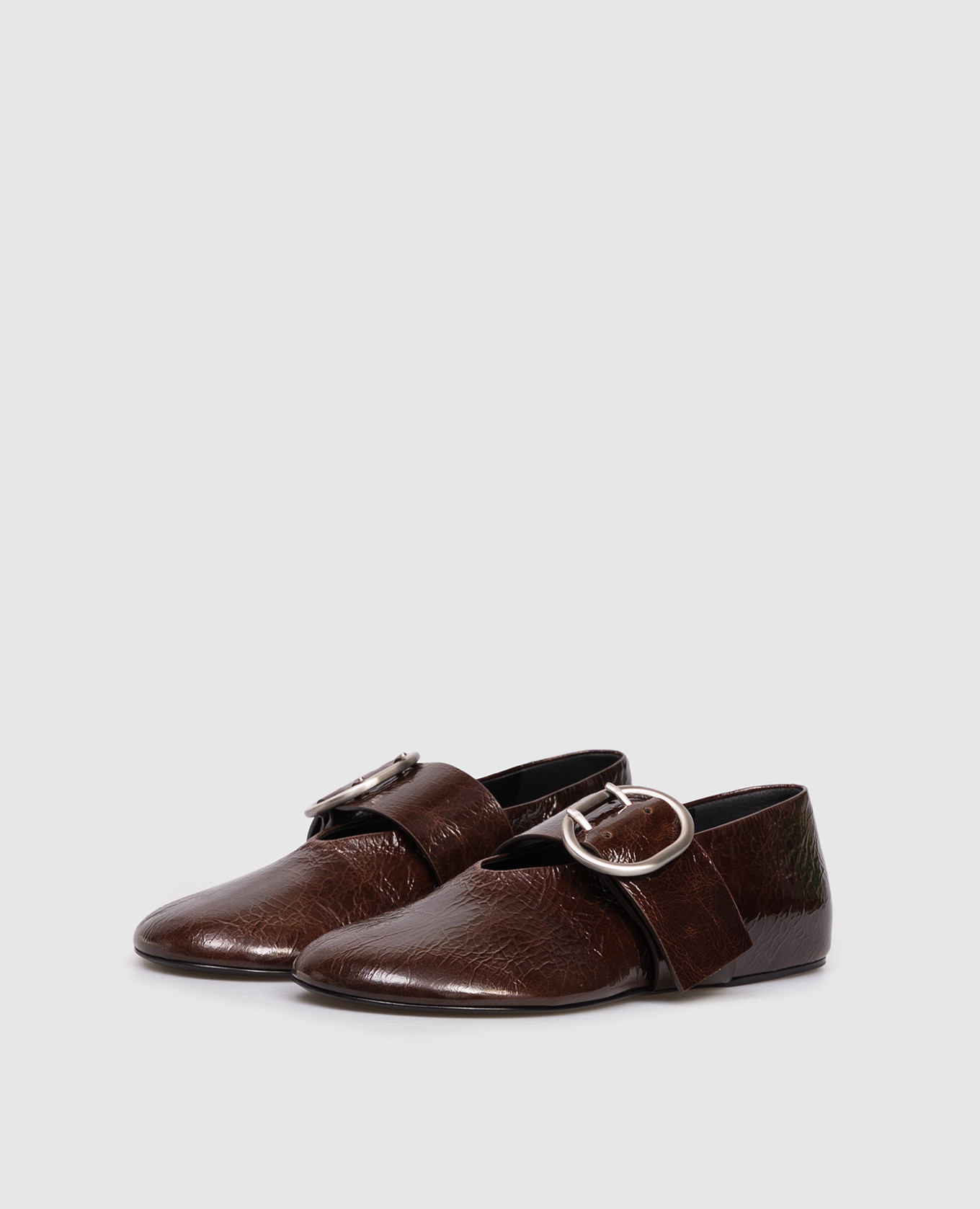 

Brown patent leather ballet flats Jil Sander