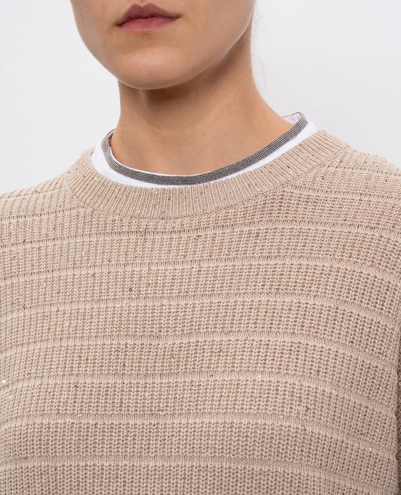 

Beige sweater with sequins Brunello Cucinelli