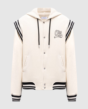 Off-White Beige sports jacket with Arrow embroidery OMEK003S25JER001