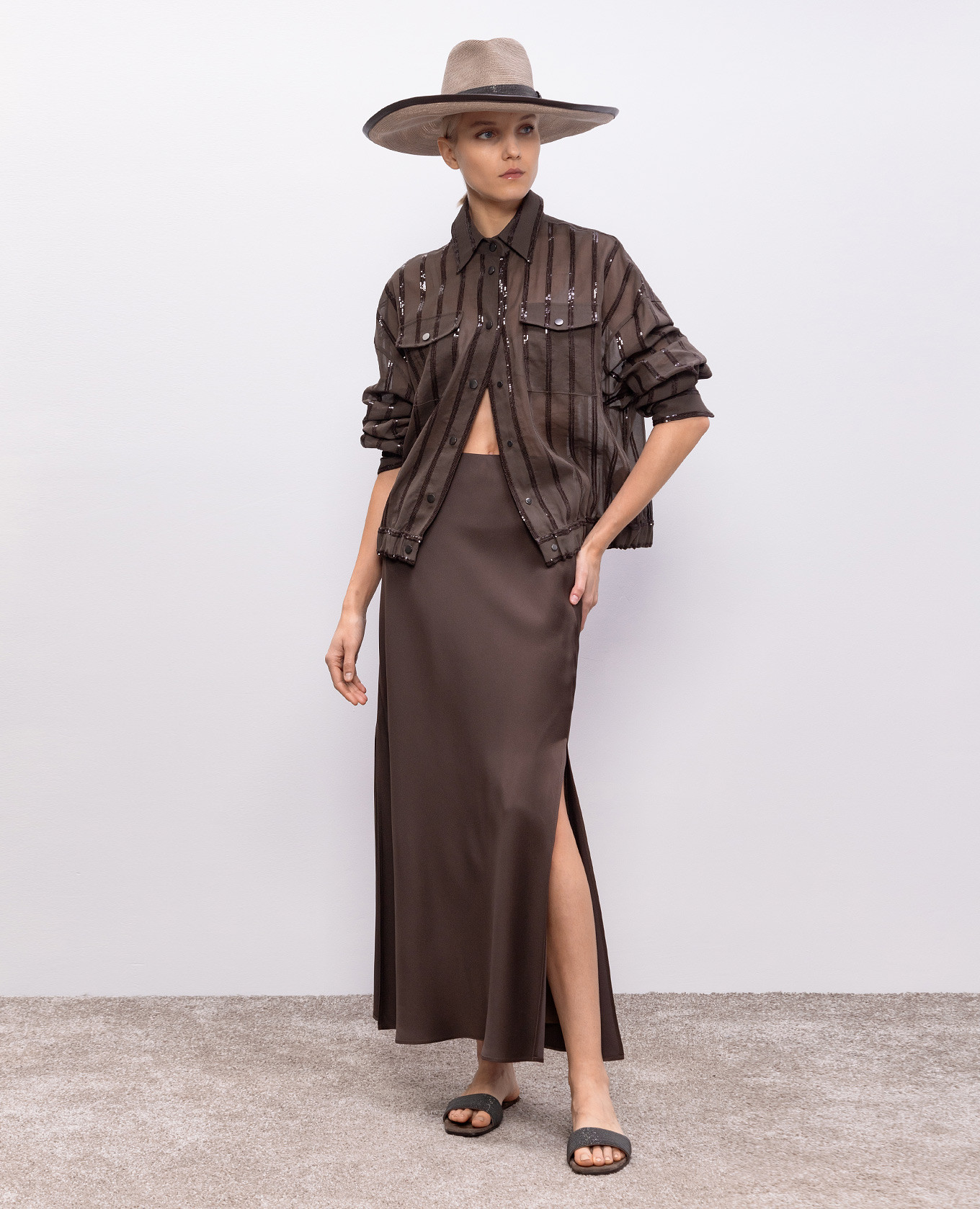 

Brown skirt with slits Brunello Cucinelli