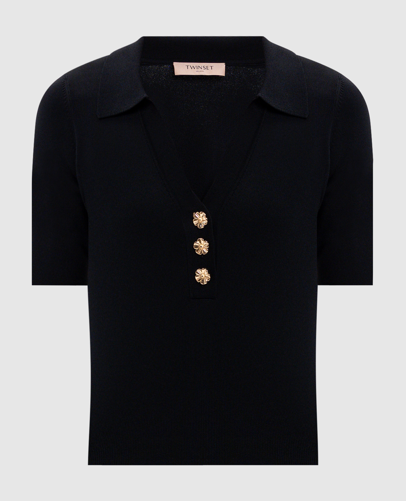 

Black polo shirt with emblem Twinset