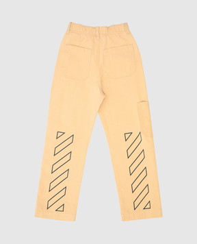 Off-White Beige pants with logo print OBCA007S24FAB001