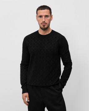 Dolce&Gabbana Black silk jumper with monogram logo pattern GXX02TJBSM4