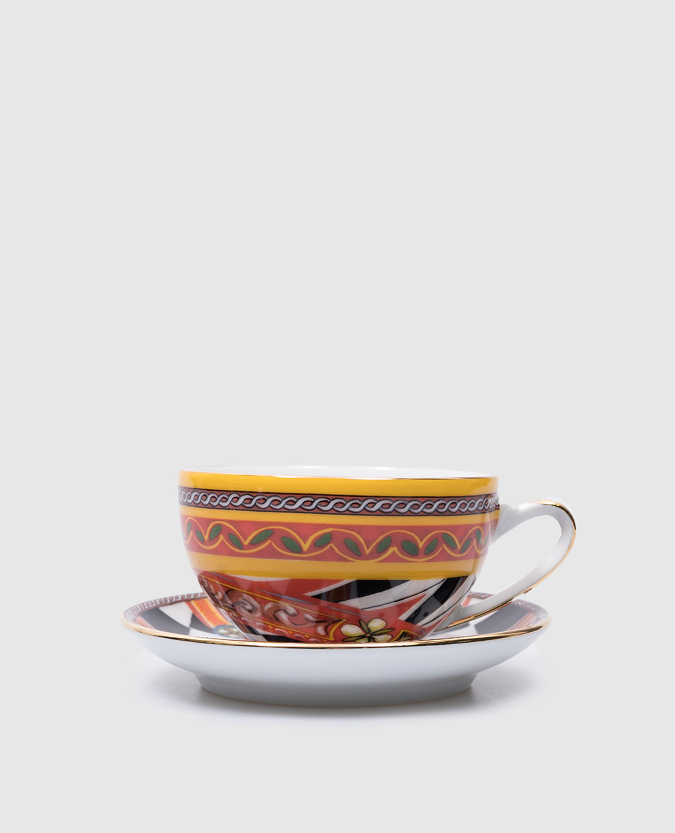 

Porcelain cup and saucer set with Carretto print Dolce&Gabbana, White