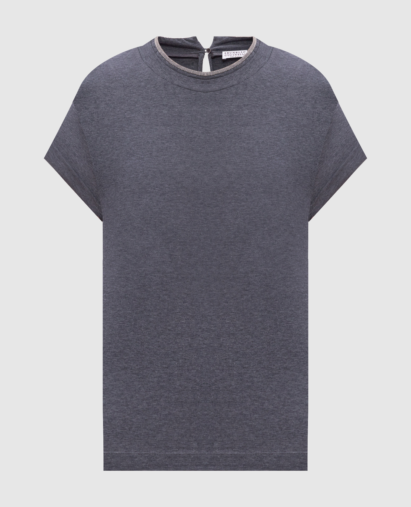 Grey melange T-shirt with lapels