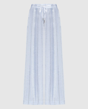Peserico Blue striped linen pants P0423402519
