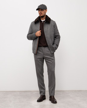 Cashmere&Whiskey Brown merino wool polo shirt 18004