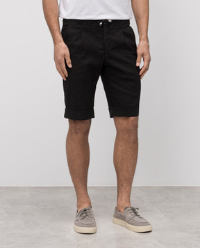Enrico Mandelli Black linen shorts GYMSHO5654