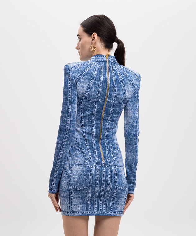 Balmain - Blue jacquard mini sheath dress EF1R8237KH80 - shop with Hungary  delivery at Symbol
