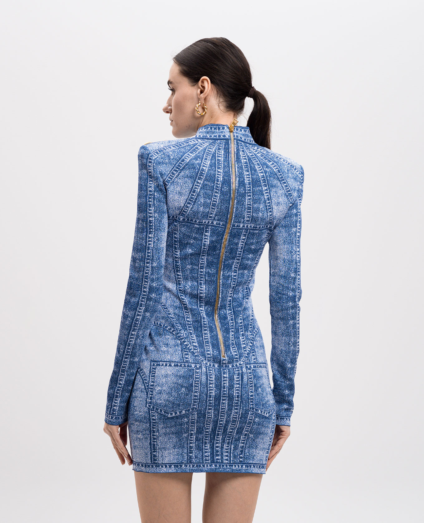 

Blue jacquard mini sheath dress Balmain