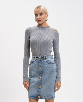 Balmain Grey ribbed cashmere and wool jumper FF0KD095KJ17