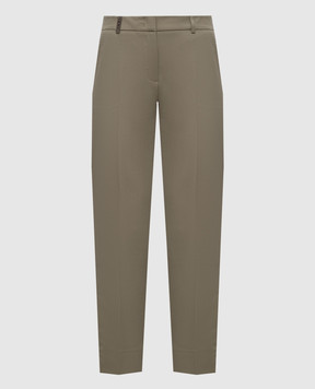 Peserico Khaki pants with brand patch P0471803472