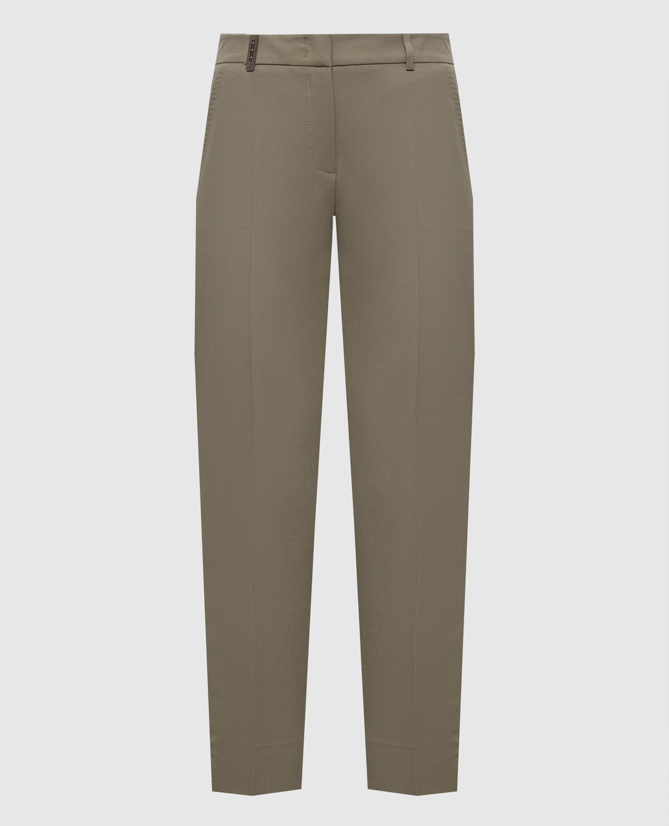 Khaki pants with brand patch Peserico