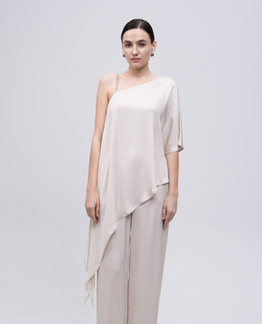 Peserico Beige top with monil chain E0645301940