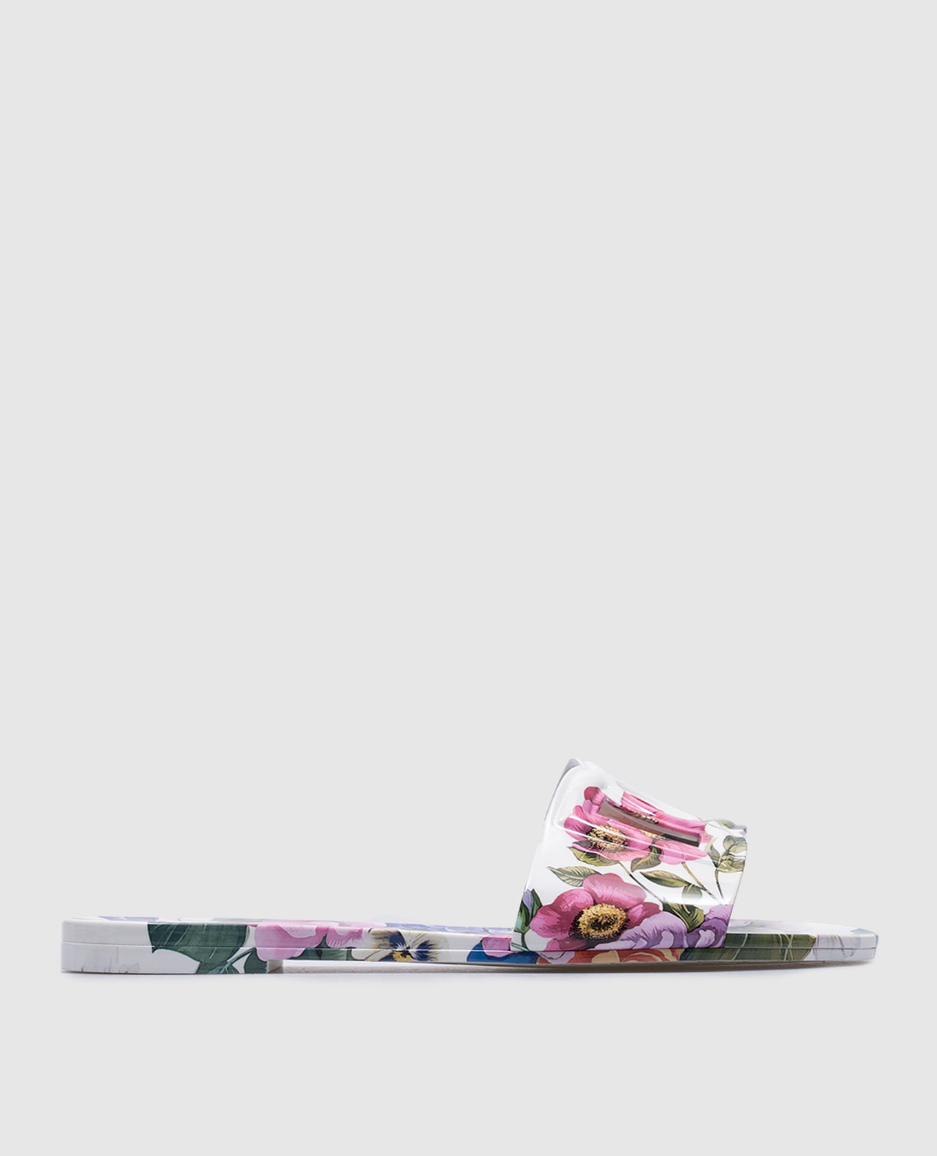 

White patent leather flip-flops with floral print Dolce&Gabbana
