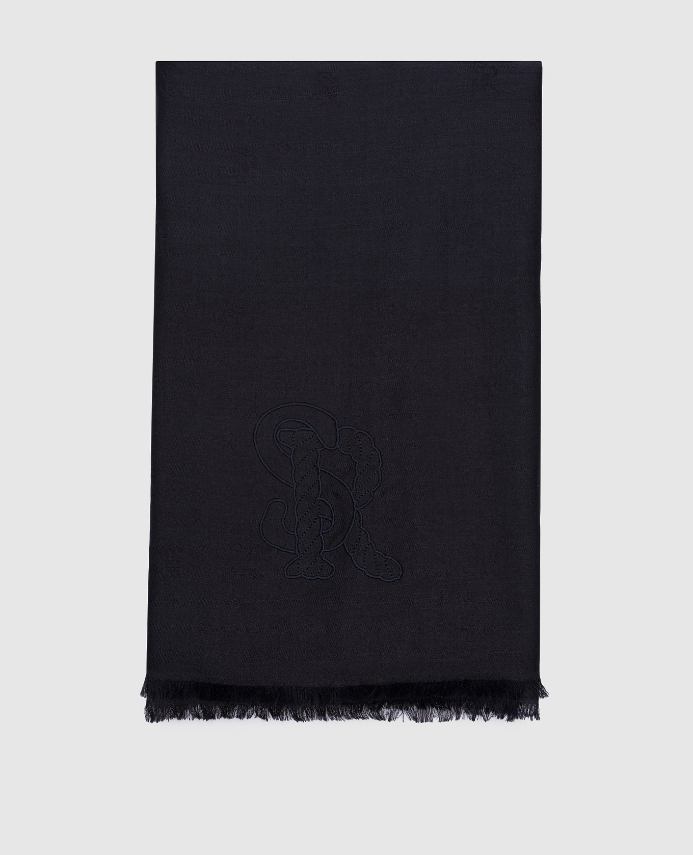 

Black cashmere and silk scarf with logo monogram Stefano Ricci, Черный