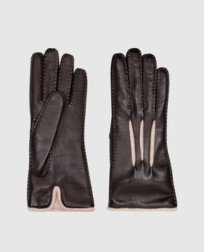 MooRER Brown leather gloves GUANTONAPPAPE