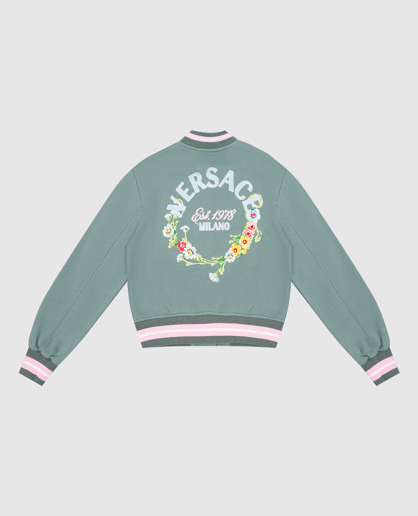 

Children's green bomber jacket with logo embroidery Versace
