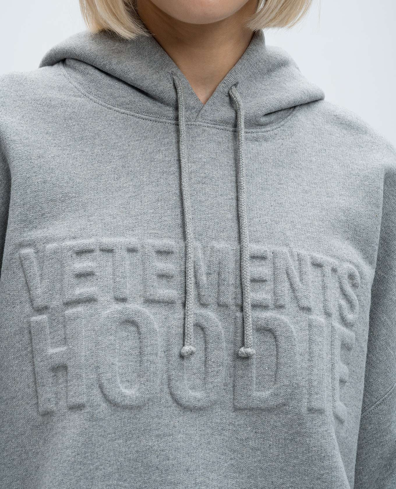 Gray melange hoodie with textured logo Vetements 5