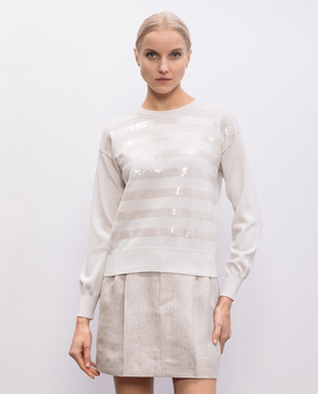 Brunello Cucinelli Beige cashmere sweater with sequins M12174420